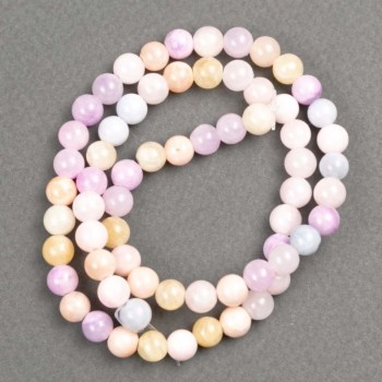 Morganite Beads (Acrylic) on Thread, Smooth Round Beads, 6mm Diameter, 40cm Length