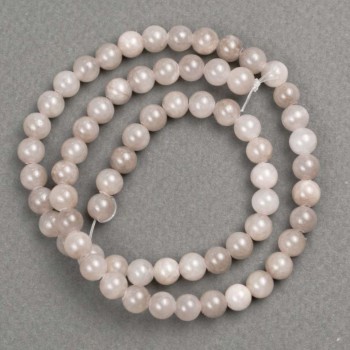 Beads on monofilament, tinted quartz (synthetic acrylic), gray smooth round beads, 6.5 mm diameter, 40 cm length