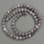 Beads on monofilament, Tinted Quartz (synthetic acrylic), dark gray smooth beads, 6.5 mm diameter, 40 cm length