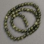 Beads on fishing line, tinted quartz (acrylic), dark green smooth beads, diameter 6.5 mm, length 40 cm ±