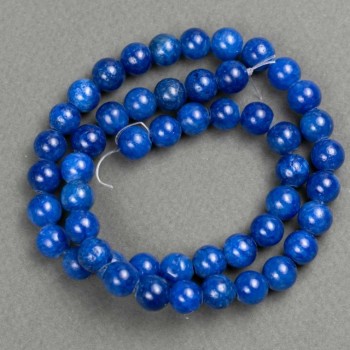 Lazurite Beads on Thread (Artificial Acrylic), Smooth Round Bead, 8.5 mm Diameter, 39 cm Length