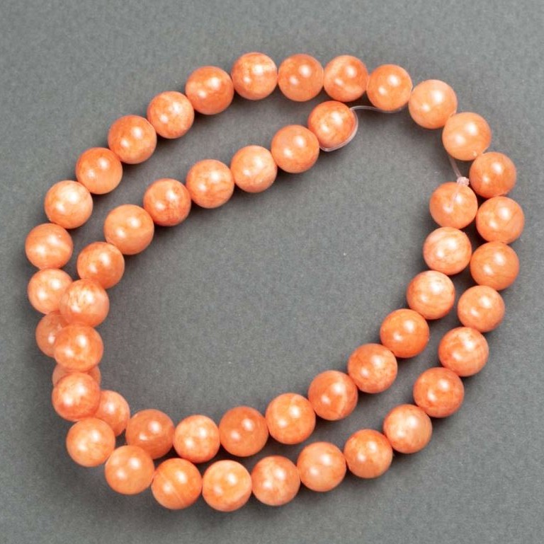 Citrine Beads on Beading Thread (Synthetic Acrylic) Smooth Round Beads, 8.5 mm diameter, 40 cm long