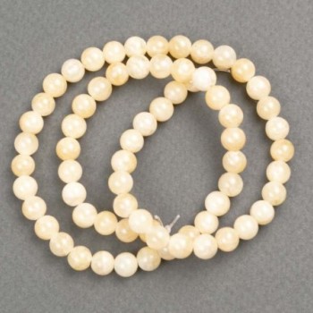 Beads on thread 'Mother-of-Pearl' (artificial acrylic) smooth ball beads, 6mm diameter ±, length 39cm ±