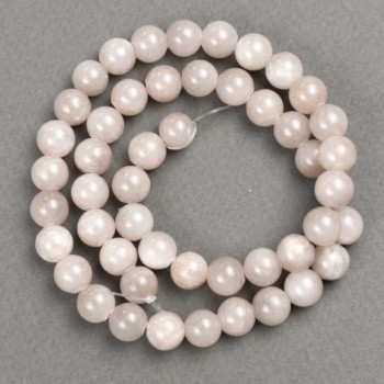 Beads on a thread – Gray tinted quartz (synthetic acrylic), smooth round bead, 8.5 mm diameter, 40 cm length