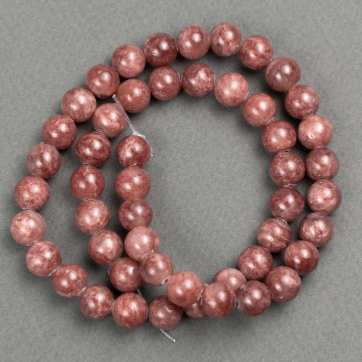 Celestite Beads (Synthetic Acrylic) on a Beading Thread, Smooth Round Beads, 8.5 mm Diameter, 40 cm Length