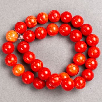 Coral Beads (Acrylic) on Fishing Line, Smooth Round Beads, 12.5 mm Diameter, 40 cm Length
