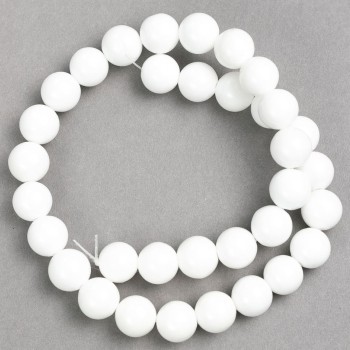 Beads on thread 'White Agate' (Artificial Acrylic) Smooth bead, 12 mm diameter, 40 cm length
