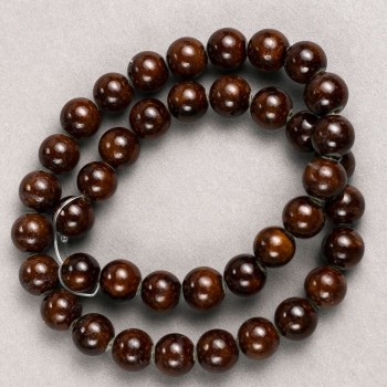 Tiger's Eye beads (synthetic acrylic) on fishing line, smooth round beads, diameter 10.5 mm, length 41 cm