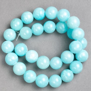 Aquamarine Beads on Beading Thread (Acrylic) Smooth Round Beads, 14.5 mm diameter, 40 cm length