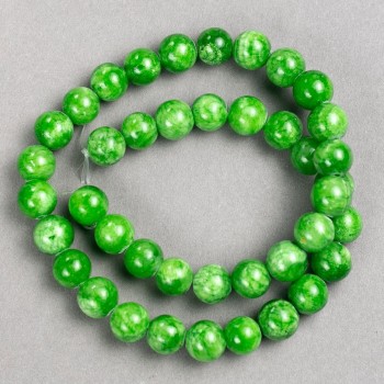 Jade Beads (Acrylic) on Beading Thread, Smooth Round Beads, 10.5 mm Diameter, about 40 cm long