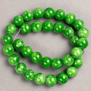 Chrysoprase Beads (artificial acrylic) on a thread, smooth spheres, 12.5 mm diameter, 40 cm length