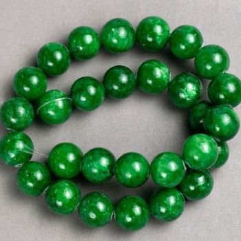 Chrysoprase Beads (synthetic acrylic) on thread, smooth round beads, 14 mm diameter ±, length 40 cm ±