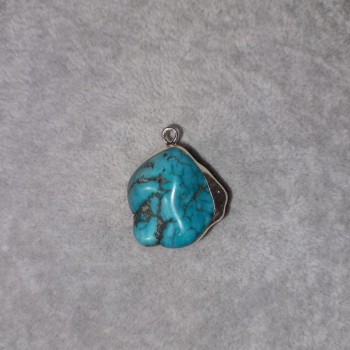 Turquoise Pendant (Synthetic) in a Silver Setting 36×20mm +
