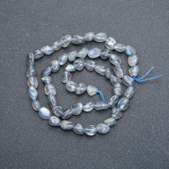 Beads on a thread of natural Labradorite — faceted, 7×6 mm, length 39 cm +