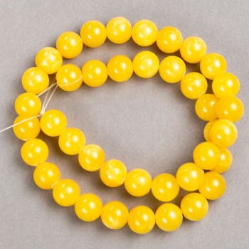 Beads on thread 'Citrine' (artificial acrylic) smooth round beads, 10.5 mm diameter, 40 cm length