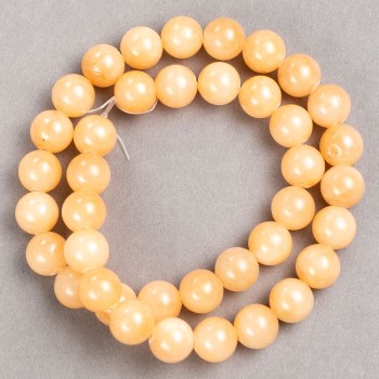 Selenite Beads on Fishing Line (Artificial Acrylic) Smooth Beads, 10.5 mm Diameter, 39 cm Length