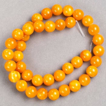 Citrine Beads on Fishing Line (Artificial Acrylic), Smooth Spheres, 10.5 mm Diameter, 40 cm Length