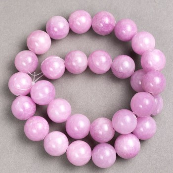 Kunzite Beads (artificial acrylic) on monofilament, smooth spheres, diameter 14.5 mm, length 40 cm