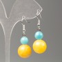 Earrings Aquamarine and Citrine (Acrylic), 14 mm and 8 mm diameters, length about 41 mm