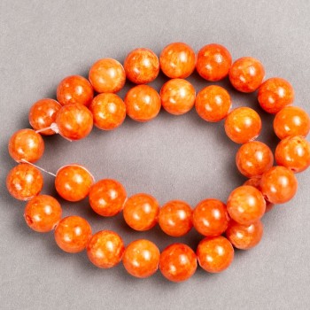 Citrine beads on beading thread (artificial acrylic) smooth spheres, 12.5 mm diameter, 39 cm length