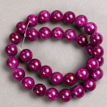 Beads on Beading Wire - Raspberry Imitation Tinted Quartz, Smooth Round Bead, 12.5 mm Diameter, 40 cm Length ±