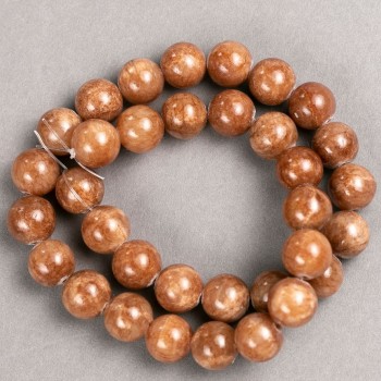 Selenite Beads (synthetic acrylic) on thread, smooth round beads, 12.5 mm diameter, 40 cm length