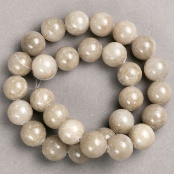 Beads on thread Gray-toned Quartz (synthetic acrylic) smooth round beads, 14mm diameter, length approximately 40 cm