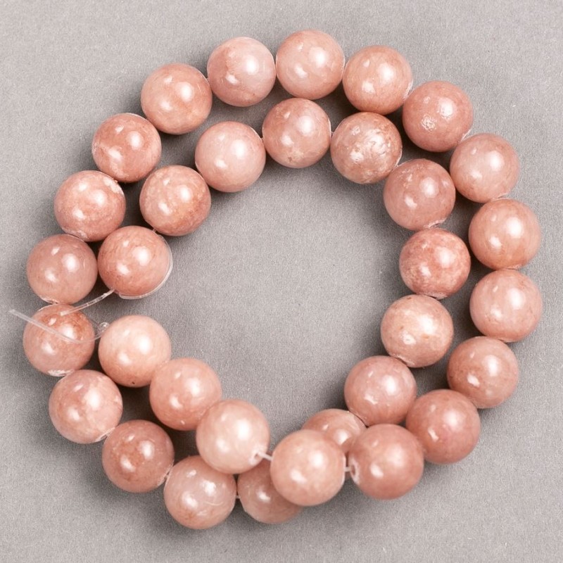 Beads on a thread 'Strawberry Quartz' (acrylic) smooth round beads, 12.5 mm in diameter, about 40 cm long
