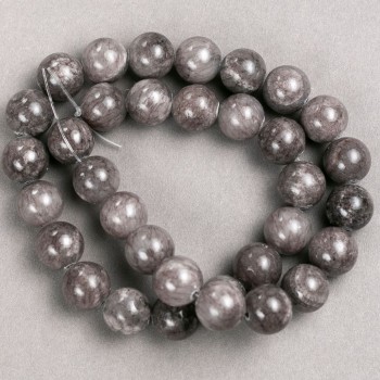 Beads on thread Toned Quartz (artificial acrylic) dark gray smooth beads, diameter 12.5 mm, length 40 cm