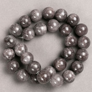 Beads on Beading Line - Dark Gray Quartz-Tinted Acrylic Smooth Round Beads, 14.5 mm Diameter, 40 cm Length