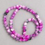 Beads raspberry-gray-white 'Agate' (synthetic acrylic) on a beading thread, smooth round beads, 6 mm diameter, 40 cm length +