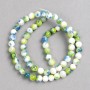 Beads green-blue-white 'Agate' (artificial acrylic) on fishing line, smooth round beads, 6 mm diameter, 40 cm long ±