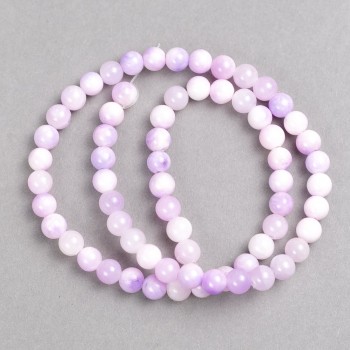 Rose-pink lilac 'Amethyst' Beads (Acrylic) on thread, smooth round beads, diameter 6 mm, length 40 cm ±