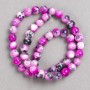 Beads raspberry-gray-white 'Agate' (acrylic) on beading thread, smooth round beads, 8 mm diameter ±, length 40 cm ±
