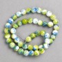Beads green-blue-white 'Agate' (synthetic acrylic) on beading thread, smooth round beads, 8 mm diameter, 40 cm length