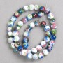Multicolor Beads in Dark Pink, Blue, White and Green 'Agate' (synthetic acrylic) on beading thread, smooth round beads, 8mm diameter ± L