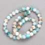 Beads white-blue-brown 'Agate' (acrylic) on fishing line, smooth round beads, 8 mm diameter, 40 cm length