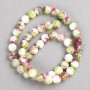 Beads green, dark pink and white "Tourmaline" (artificial acrylic) on thread, smooth round beads, 8 mm diameter ±, 40 cm length ±