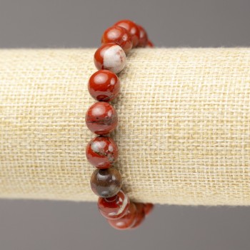 Red Jasper Elastic Bracelet, 10 mm diameter, 18 cm length+