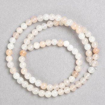 Selenite Beads on Thread, Smooth Round, 4-5 mm, 38 cm Length