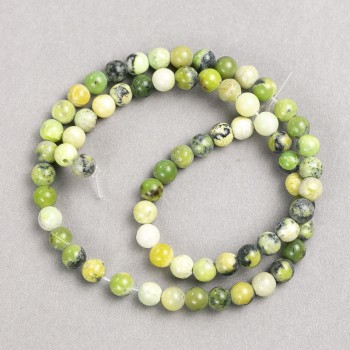 Australian Jadeite Beads on Thread, Smooth Round Beads, 6mm Diameter, 38cm+ Length