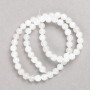 White Quartz Beads on Beading Thread, Smooth Round Beads, 6mm Diameter, 38cm Length