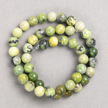 Australian Jadeite Beads on Thread, Smooth Round Beads, 8.5 mm Diameter, 38 cm+