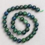 Azurite gemstone beads on thread, smooth spheres, 10 mm diameter, length 38 cm+