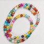 Colored agate beads on a thin thread, natural stone, multicolored, smooth beads, diameter 4.5 mm, length 36 cm