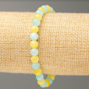 Elastic bracelet with Aquamarine and Citrine (synthetic acrylic), bead diameter 6.5 mm, length 18 cm