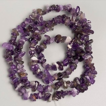Amethyst chip beads on beading thread, natural stone, size 13x5-5x3 mm (±), length 80 cm