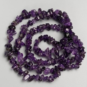 Amethyst chip beads on fishing line, natural stone, 13x7–7x4 mm (+/-), length 78 cm+