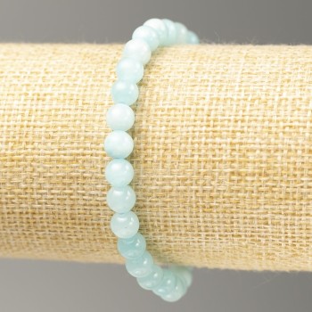 Aquamarine imitation bracelet on elastic cord, smooth bead, 6.5 mm diameter, 18 cm length