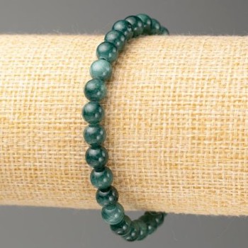 Elastic bracelet with viridian-colored tinted quartz beads (artificial acrylic), smooth beads, 6.5 mm diameter, 18 cm length